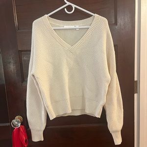 Boss White Cashmere V Neck